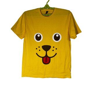 Yellow Gildan Softstyle Dog Face T-Shirt L 100% Cotton NWOT